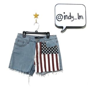 American Flag high rise distressed shorts